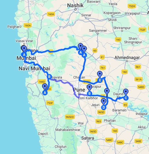 ashtavinayak tour from mumbai by car road map