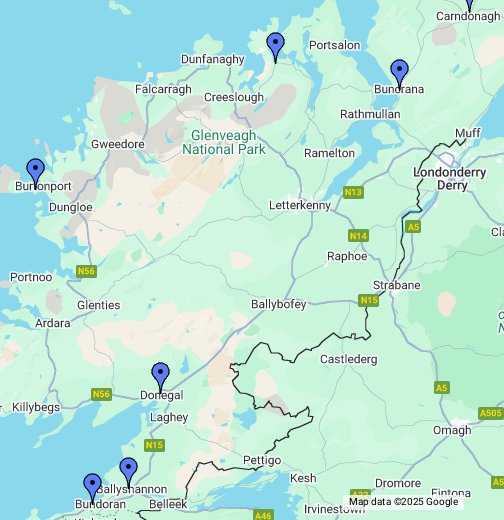 Map Of Donegal Towns And Villages County Donegal, Ireland - Google My Maps