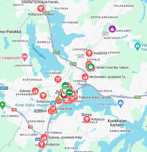 Vegaaninen Jyväskylä kartta - Google My Maps