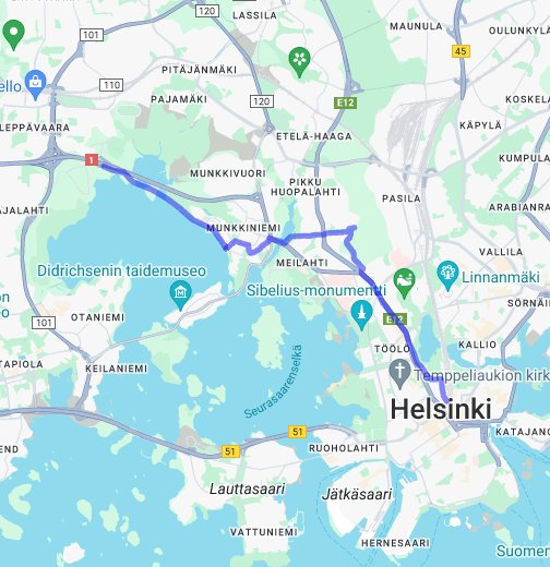 Helsinki→ Espoo - Google My Maps