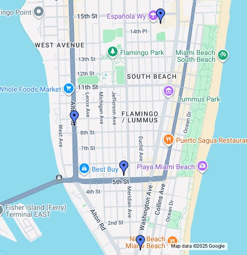 Map Of Miami South Beach South Beach - Google My Maps