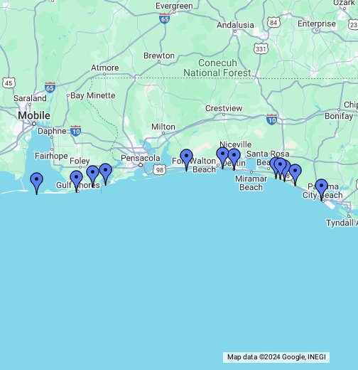 map of alabama beaches Florida Alabama Panhandle Beaches Google My Maps map of alabama beaches
