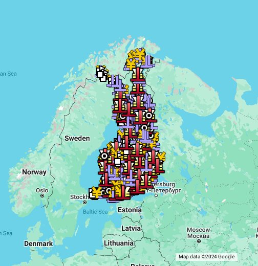 Suomen radio- ja TV-lähetinasemat taajuuksineen - Google My Maps
