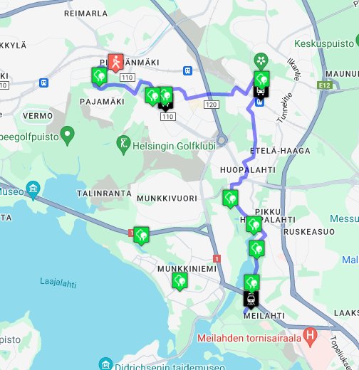 Puistoja Pitskusta Meikkuun - Google My Maps