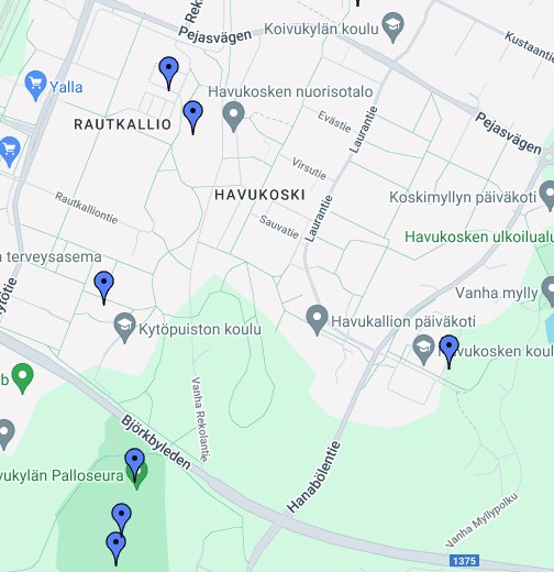 Jalkapallokentät Koivukylä/Havukoski – Google My Maps
