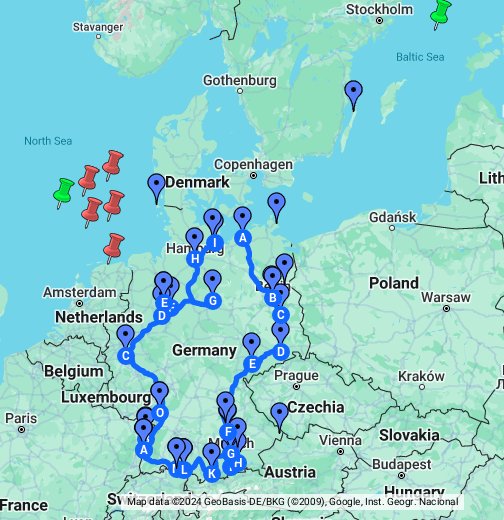 Matkasuunnitelma Saksan ympäriajo – Google My Maps