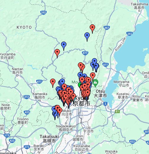 京都にての地図 左京区 右京区 西京区 Google マイマップ