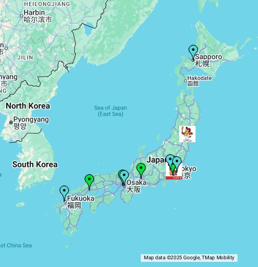 セパ12球団の本拠地 Google マイマップ