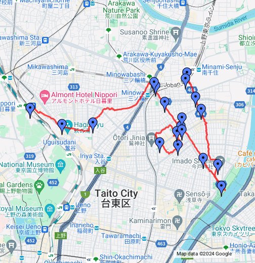 吉原 山谷地区のディープなスポットを巡る Google マイマップ