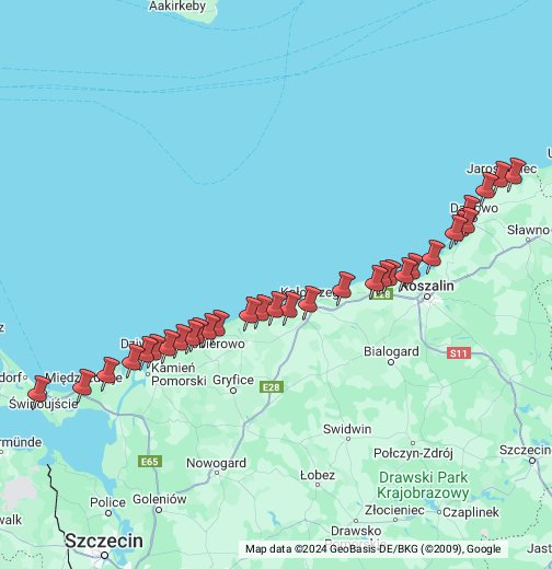 mapa wybrzeża polski Wybrzeze Baltyku Moje Mapy Google mapa wybrzeża polski