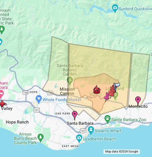Map Of The Fires In Santa Barbara County Google My Maps