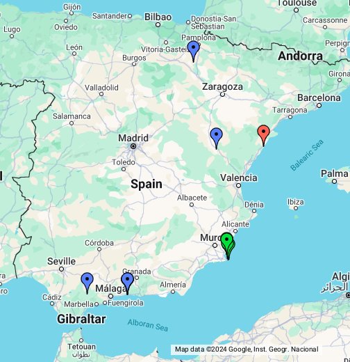 Ställplatser Spanien - Google My Maps