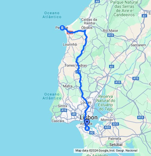 Vijandig Trojaanse paard Behoren Directions to Peniche, Portugal - Google My Maps