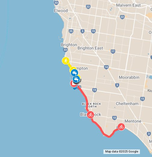 2XU Sandringham Course Map Google My Maps