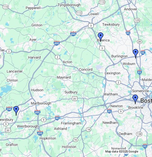 Billerica, MA Google My Maps