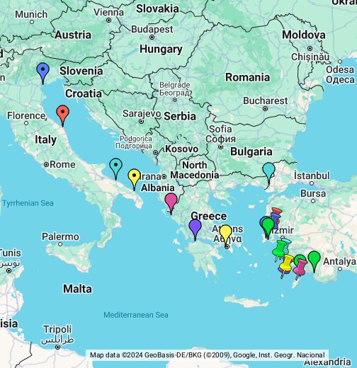 Ferries Italy Turkey Via Greece Google My Maps