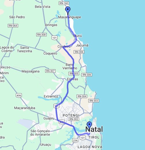 Natal, RN, Brasil -Maxaranguape, RN, Brasil - Google My Maps