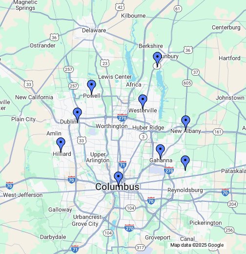 Columbus & Surrounding Areas - Google My Maps