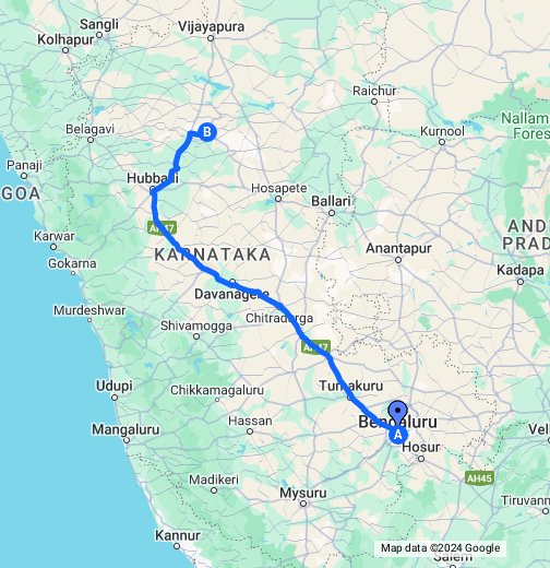 Motorcycle Ride –Bangalore to Badami, Patttadakal, Aihole - Google My Maps