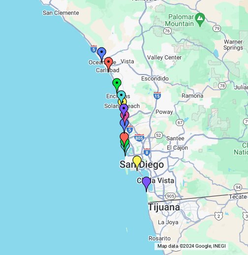 san diego map San Diego Beaches Map Google My Maps san diego map