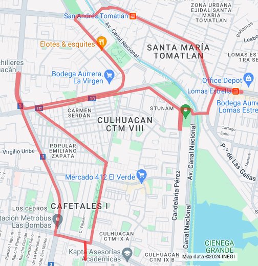 Proyecto de Ruta 12 - Metro Línea 12 (Dorada ), Av. Tláhuac Zona Los  Culhuacanes. - Google My Maps