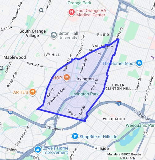 Irvington, NJ Google My Maps