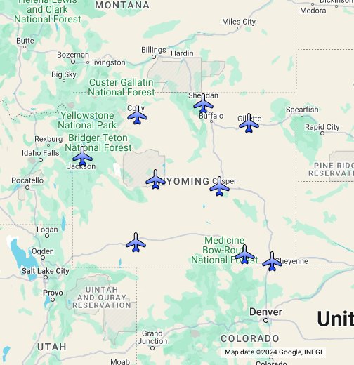 Wyoming Major Airports Google My Maps