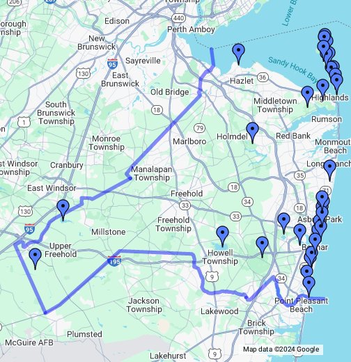 Monmouth County Map With Towns - Virgin Islands Map