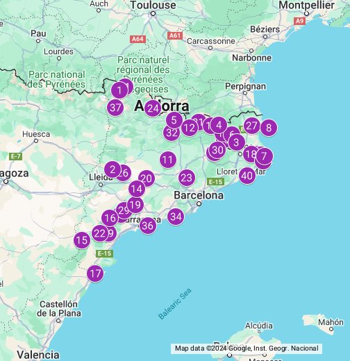 Los 40 pueblos más bonitos de Cataluña - Google My Maps
