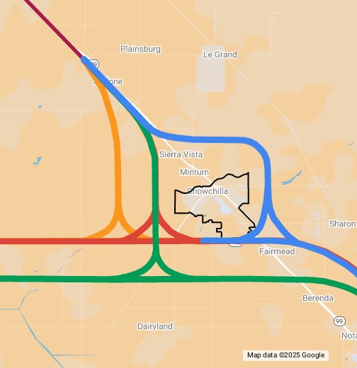 Highspeed rail, Chowchilla Wye options Google My Maps