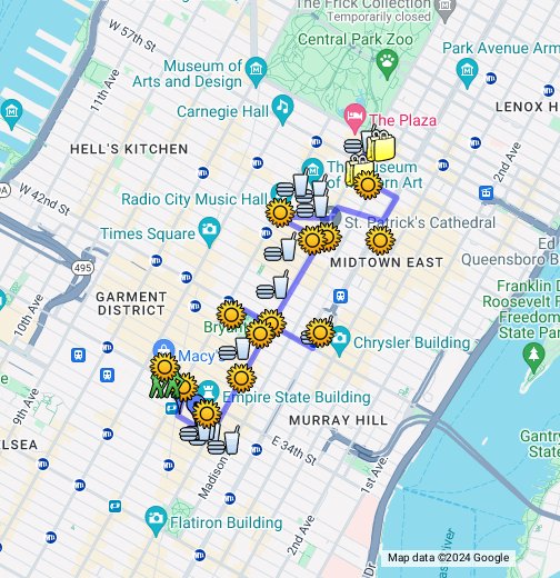 At tilpasse sig oversættelse pille NYC Midtown walking tour - Google My Maps