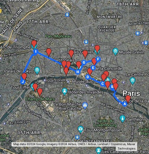 Ruta a pie por París - Google My Maps