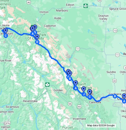 Banff And Jasper National Parks Alberta Road Trip Google My Maps