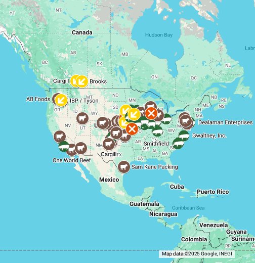 U.S. Meat Packing Plants Google My Maps