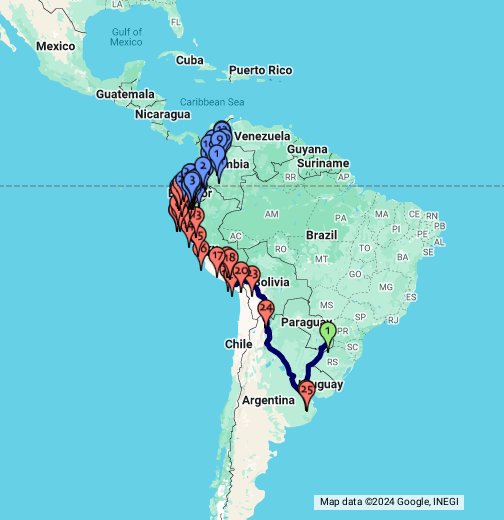 Mapa Sudamerica - Google My Maps