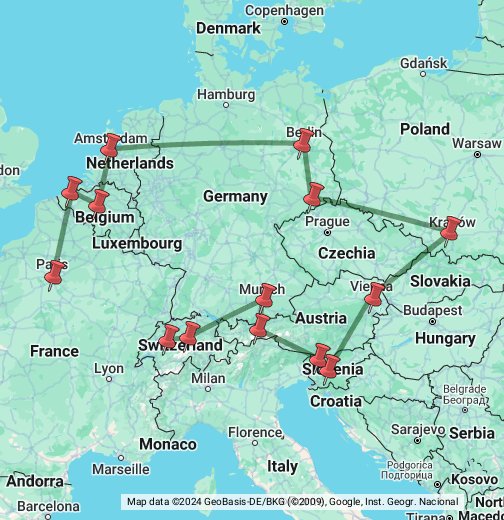 Interrail Route 5 - Central Europe - Google My