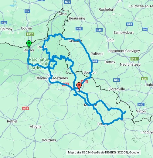 Franse Ardennen: autoroute - Reisroutes - Google My Maps