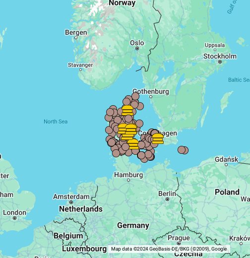 Bøfsandwiches i Danmark Maps