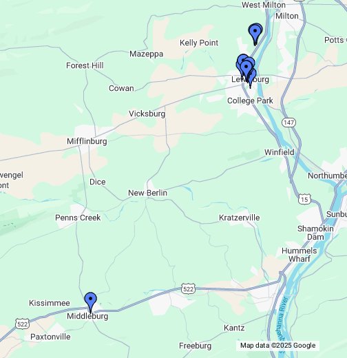 Lewisburg, PA Google My Maps