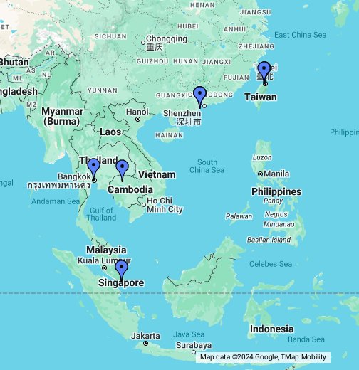 東アジア 東南アジア Google マイマップ
