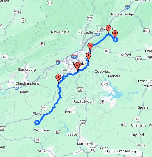 Blue Ridge Parkway Map - Google My Maps