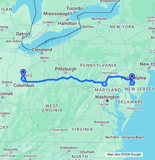 Driving directions to PHL Airport - Google My Maps