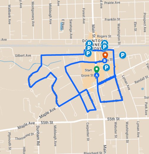 Grove Express 5K Route Google My Maps