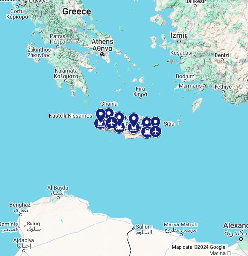 Crete with Ports, Airports & Bus Stations Marked - Google My Maps