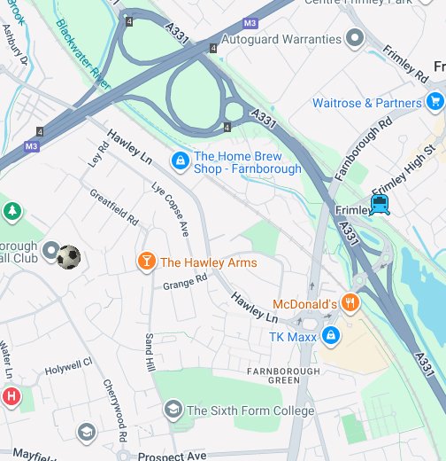 Farnborough FC Google My Maps