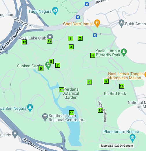 Map Of Perdana Botanical Gardens Kuala