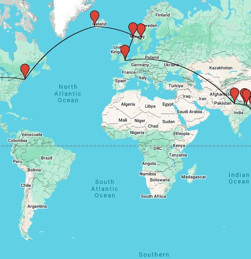 google maps travel itinerary