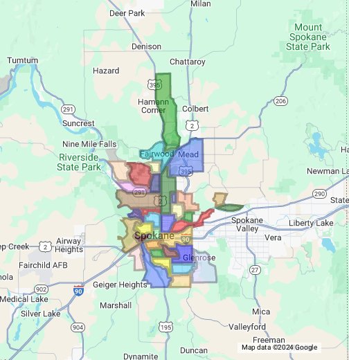 map of spokane wa Spokane Neighborhoods Map Google My Maps