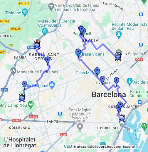 barcelona gaudi tour google my maps