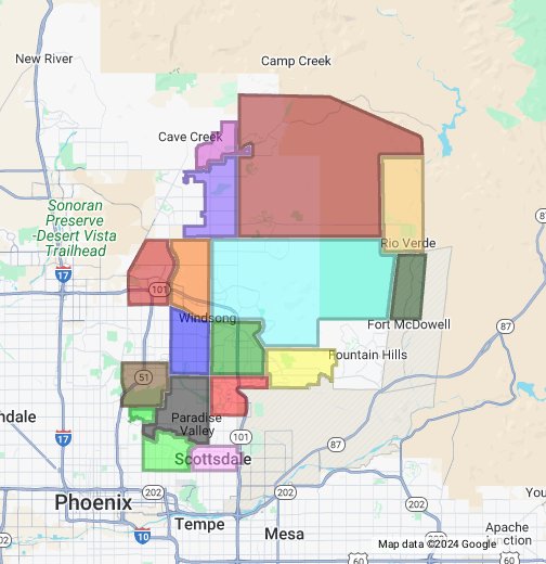 Northeast Phoenix And North Scottsdale Zip Code Map Google My Maps
